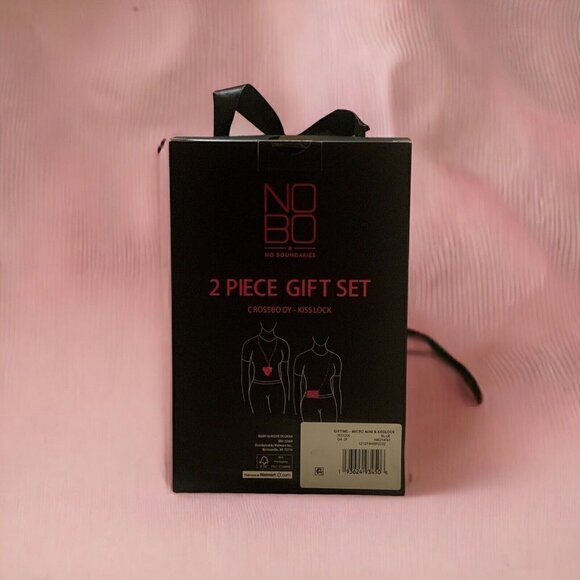 No Boundaries Crossbody Bag Kisslock Purse 2PC Set Blue Gold Silver Hardware - Picture 7 of 11